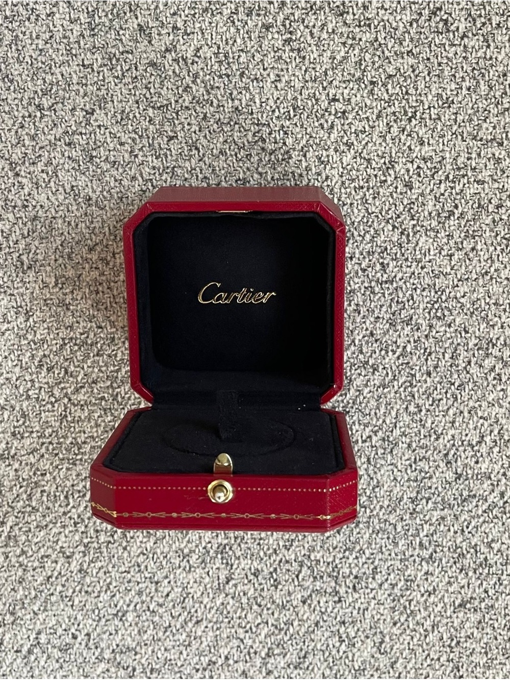 Cartier Red Jewelry Box with Gold Detailing